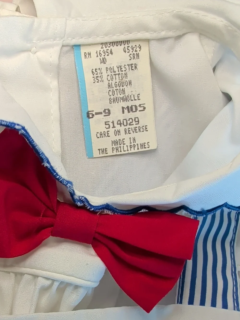 Vintage Sailor Overalls Matching Set Size 6-9 Months